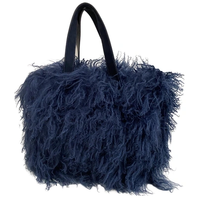 Pre-owned Hogan Faux Fur Handbag In Blue