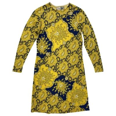 Pre-owned Leonard Wool Mid-length Dress In Yellow