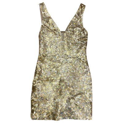 Pre-owned Pinko Glitter Mini Dress In Gold