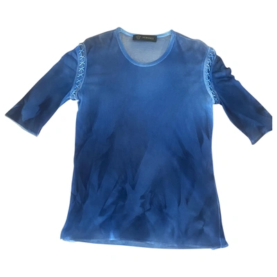 Pre-owned Versace Jersey Top In Blue
