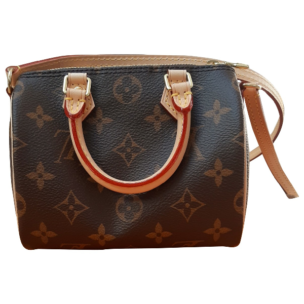 Pre-Owned Louis Vuitton Nano Speedy / Mini Hl Brown Cloth Handbag | ModeSens
