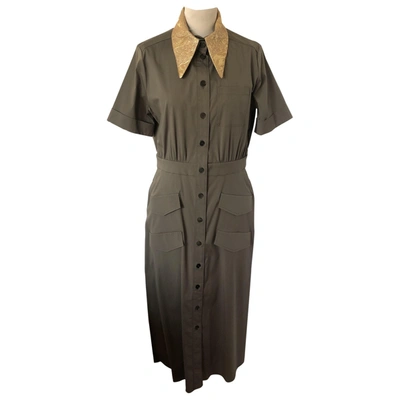 Pre-owned Rochas Mid-length Dress In Khaki