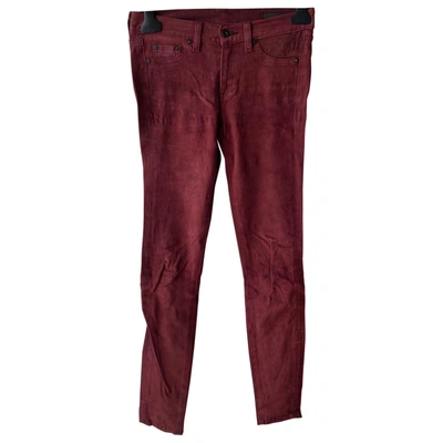 Pre-owned Rag & Bone Slim Pants In Burgundy