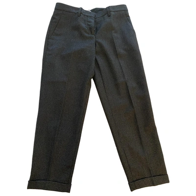 Pre-owned Miu Miu Wool Straight Pants In Grey