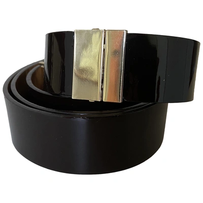 Pre-owned Hoss Intropia Patent Leather Belt In Brown