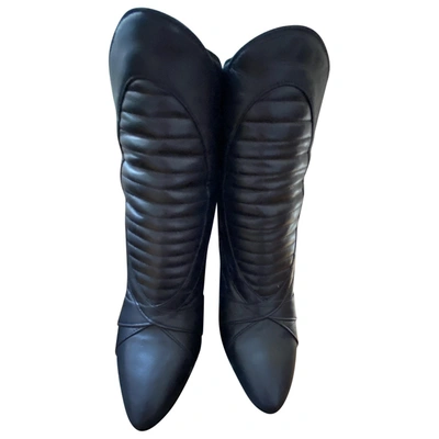Pre-owned Versace Leather Boots In Black