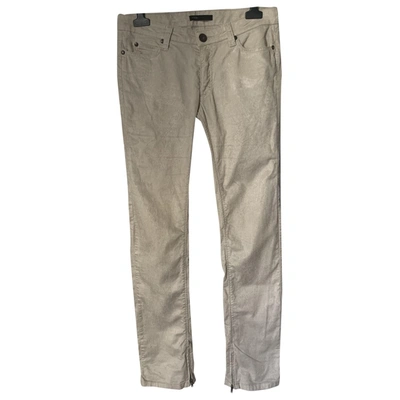 Pre-owned Maje Straight Trousers In Ecru
