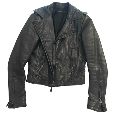 Pre-owned Balenciaga Leather Biker Jacket In Grey