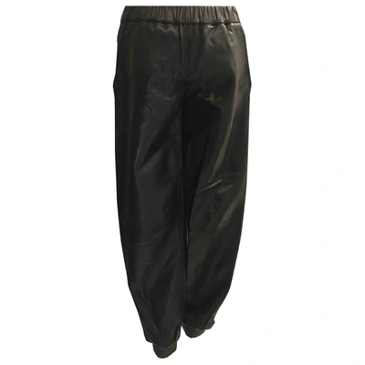 Pre-owned Roberto Cavalli Leather Trousers In Black