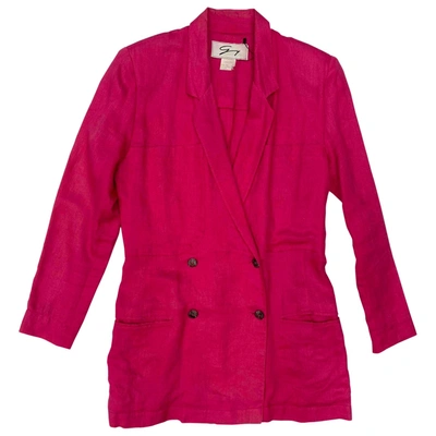 Pre-owned Genny Linen Blazer In Pink