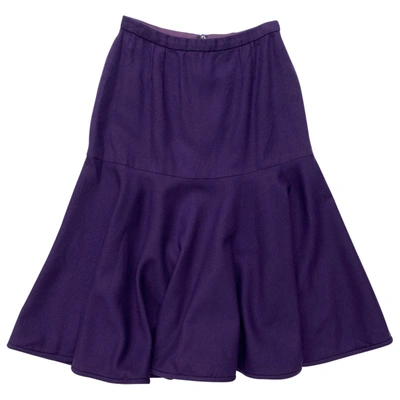 Pre-owned Valentino Wool Mid-length Skirt In Purple