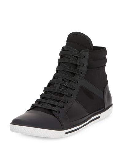 Kenneth Cole Sun Down Leather/neoprene High-top Sneaker, Black | ModeSens