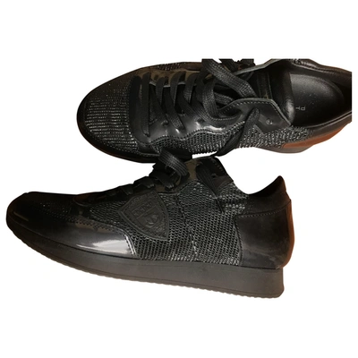 Pre-owned Philippe Model Patent Leather Trainers In Black