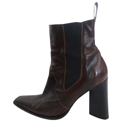 Pre-owned Plein Sud Brown Leather Ankle Boots