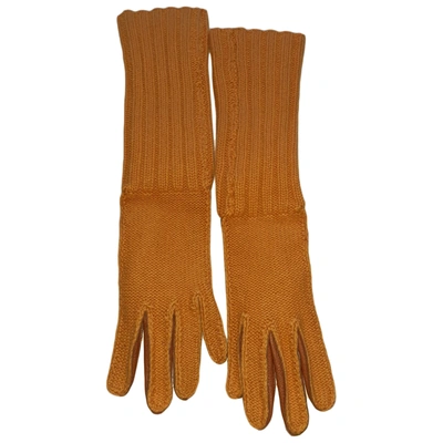 Pre-owned Malo Cashmere Long Gloves In Orange