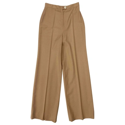 Pre-owned Valentino Wool Large Pants In Beige