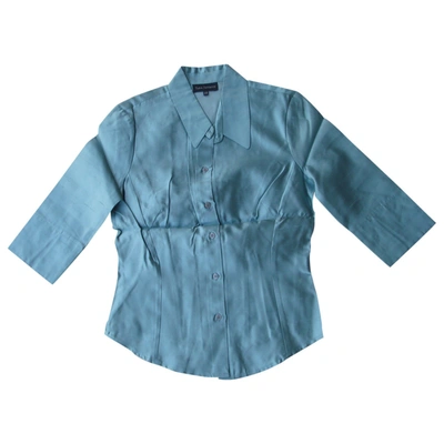 Pre-owned Tara Jarmon Silk Short Waistcoat In Turquoise