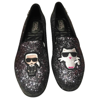 Pre-owned Karl Metallic Glitter Ballet Flats