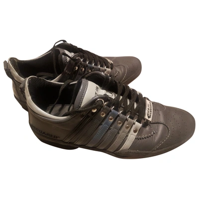 Pre-owned Dsquared2 Leather Low Trainers In Anthracite