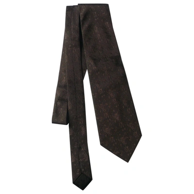 Pre-owned Lanvin Silk Tie In Brown