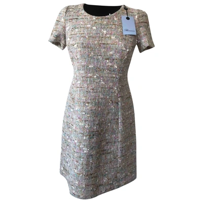 Pre-owned Blumarine Tweed Mid-length Dress In Beige
