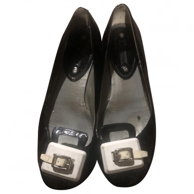 Pre-owned Celine Patent Leather Ballet Flats In Black