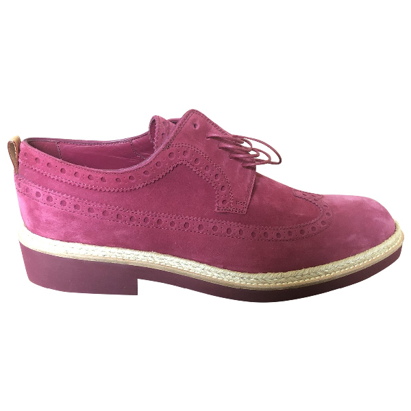 Pre-Owned Louis Vuitton Pink Suede Lace Ups | ModeSens