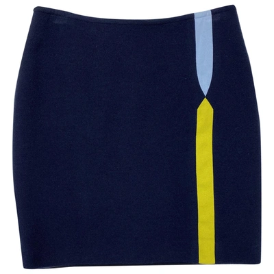 Pre-owned Versace Wool Mini Skirt In Blue