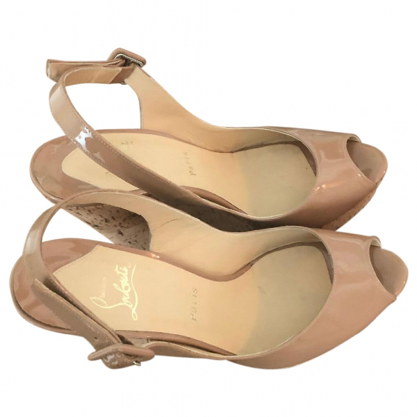 beige patent leather sandals