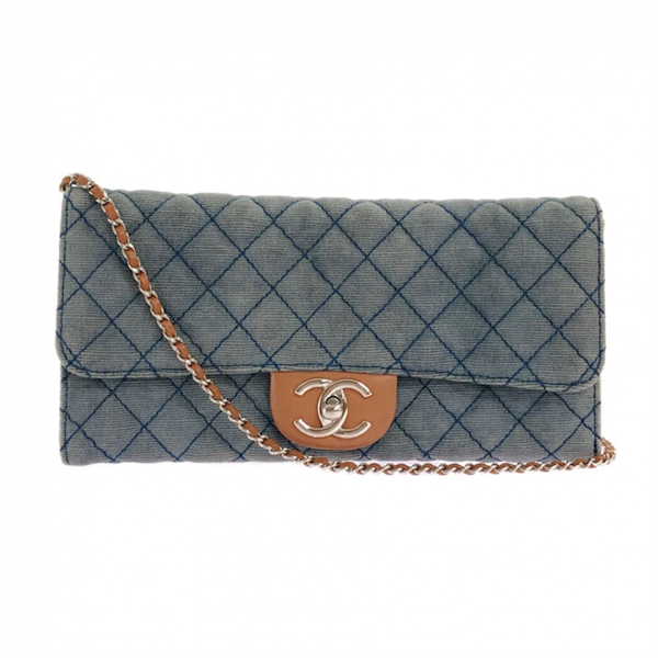 PreOwned Chanel Blue Denim Jeans Clutch Bag ModeSens