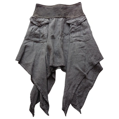 Pre-owned Daniele Alessandrini Linen Mid-length Skirt In Grey