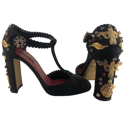 Pre-owned Dolce & Gabbana Cloth Heels In Black