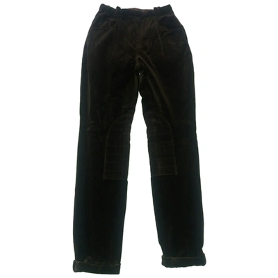 Pre-owned Etro Velvet Straight Trousers In Brown