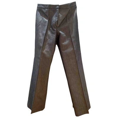 Pre-owned Valentino Silk Straight Trousers In Blue