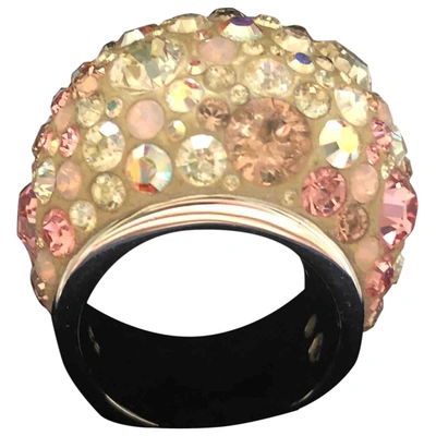 Pre-owned Swarovski Silver Ring In Pink