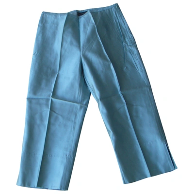 Pre-owned Tara Jarmon Silk Short Trousers In Turquoise
