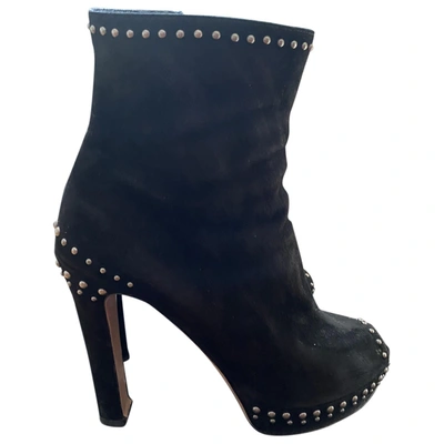 Pre-owned Prada Open Toe Boots In Black