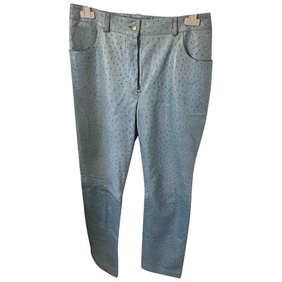 Pre-owned Dior Blue Exotic Leathers Trousers