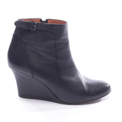 Pre-owned Lanvin Leather Ankle Boots In Black