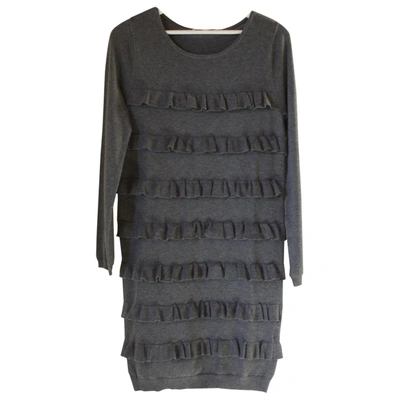 Pre-owned Sandro Wool Mid-length Dress In Grey