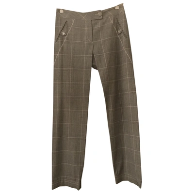 Pre-owned Valentino Wool Straight Pants In Grey