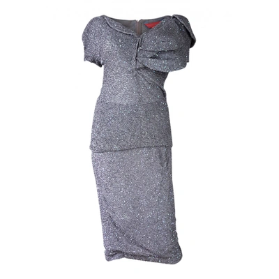 Pre-owned Manish Arora Silk Mid-length Dress In Anthracite