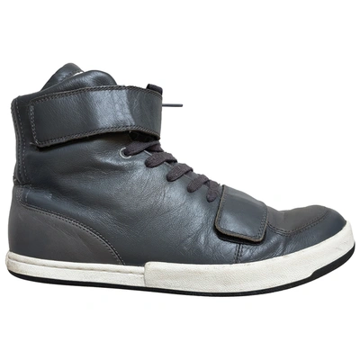 Pre-owned Jil Sander Leather High Trainers In Anthracite