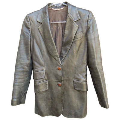 Pre-owned Gucci Leather Blazer In Brown
