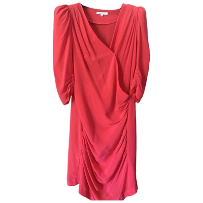 Pre-owned Maje Silk Mid-length Dress In Red