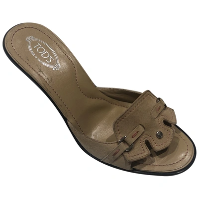 Pre-owned Tod's Beige Suede Sandals