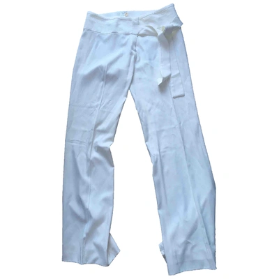 Pre-owned Pinko Straight Trousers In White