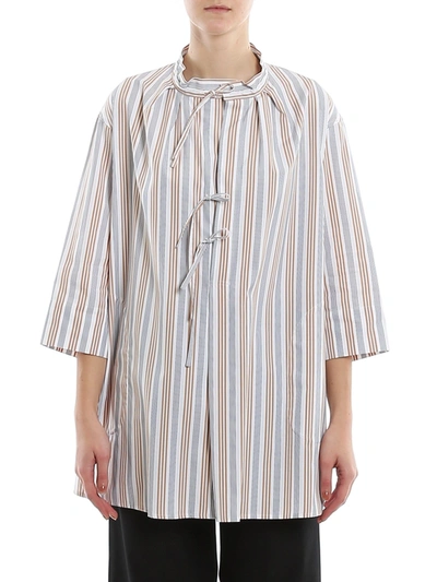 Aspesi Striped Poplin Blouse In White