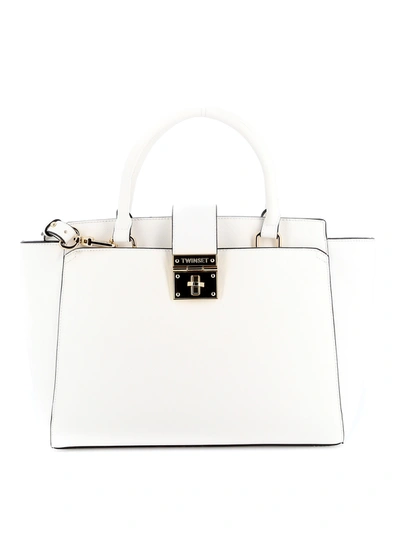 Twinset Faux Leather Tote Bag In White