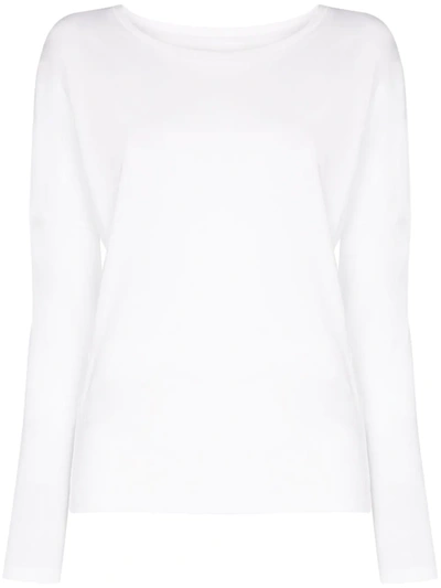 Frame Le Mid Rise Garcon Long Sleeve T-shirt In White